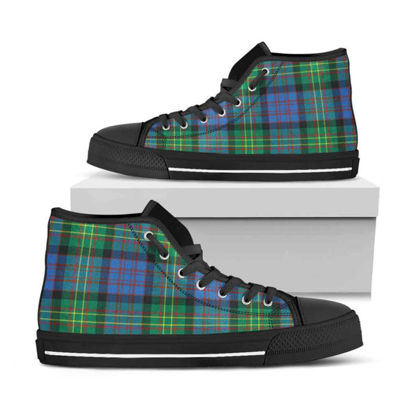 Scottish Bowie Ancient Clan Tartan High Top Shoes Black Sole Tartan Plaid