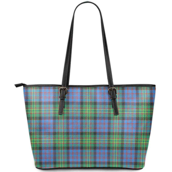 Scottish Bowie Ancient Clan Tartan Leather Tote Tartan Plaid
