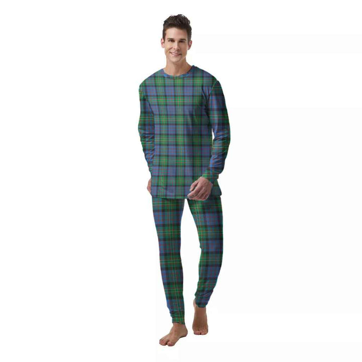 Scottish Bowie Ancient Clan Tartan Pajama Set  Men Front Side Tartan Plaid