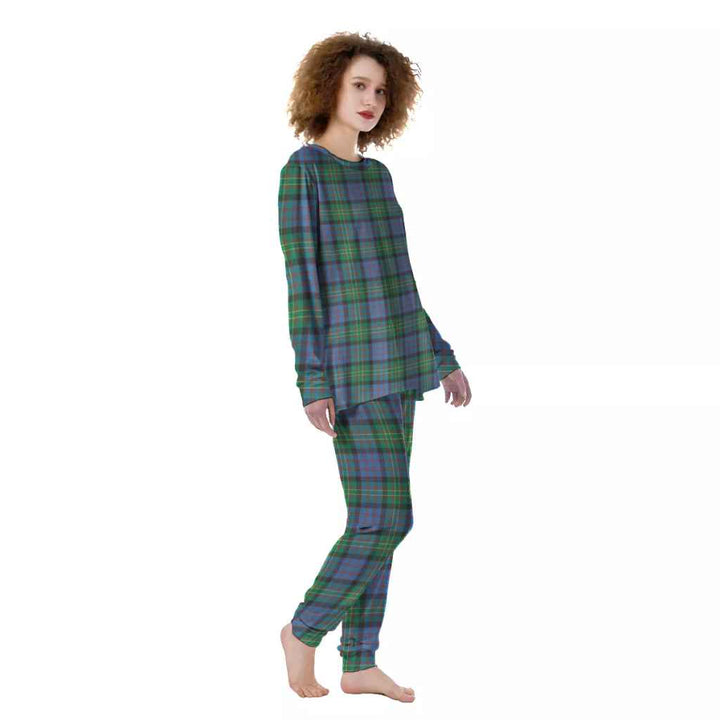 Scottish Bowie Ancient Clan Tartan Pajama Set Women Front Side Tartan Plaid