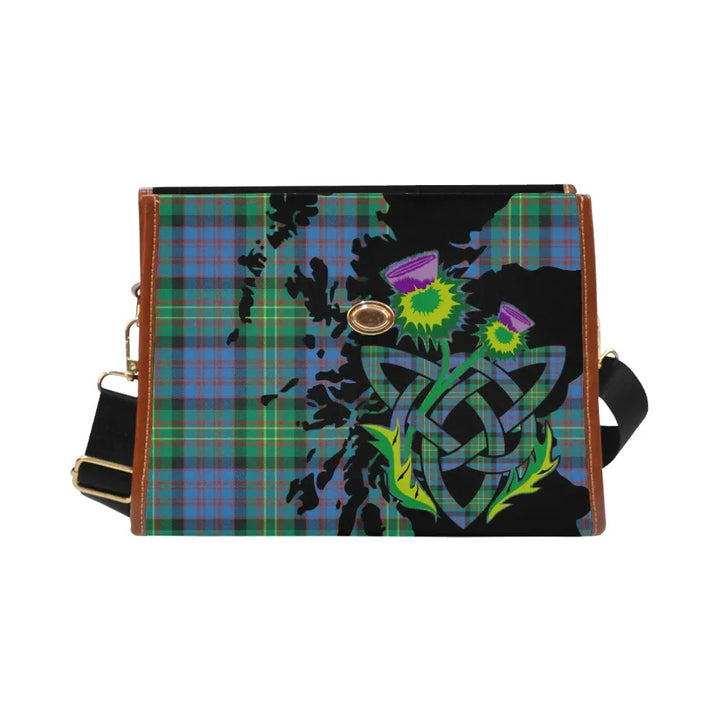Scottish Bowie Ancient Clan Tartan Waterproof Canvas Bag With Thistle Tartan Plaid 2