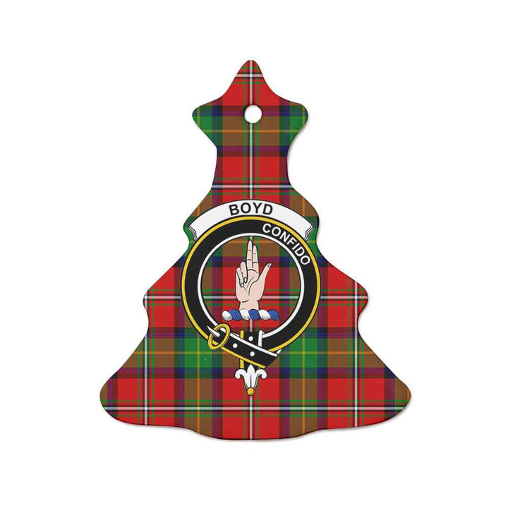 Scottish Boyd Clan Crest Tartan Ceramic Ornament Tree Shape Tartan Plaid