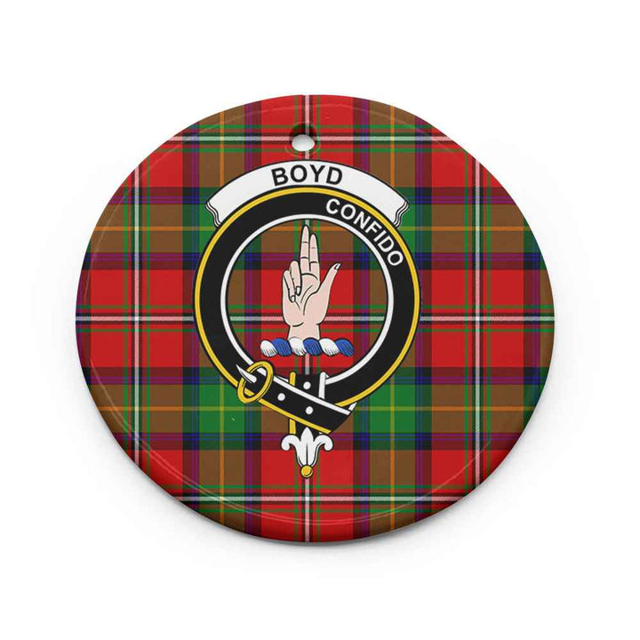 Scottish Boyd Clan Crest Tartan Ceramic Ornament Circle Shape Tartan Plaid