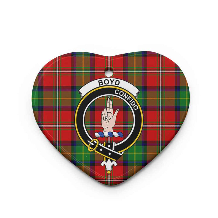 Scottish Boyd Clan Crest Tartan Ceramic Ornament Heart Shape Tartan Plaid