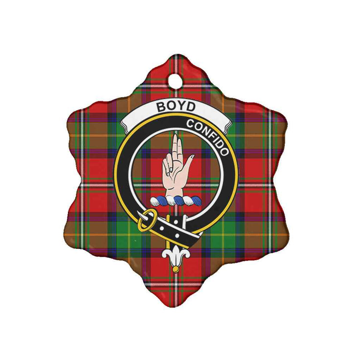 Scottish Boyd Clan Crest Tartan Ceramic Ornament Snow Flake Shape Tartan Plaid