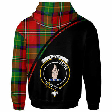 Scottish Boyd Clan Crest Tartan Curve Hoodie Back Side Tartan Plaid