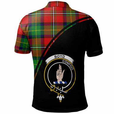 Scottish Boyd Clan Crest Tartan Curve Polo Shirt Back Side Tartan Plaid