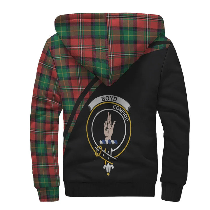 Scottish Boyd Clan Crest Tartan Curve Sherpa Hoodie