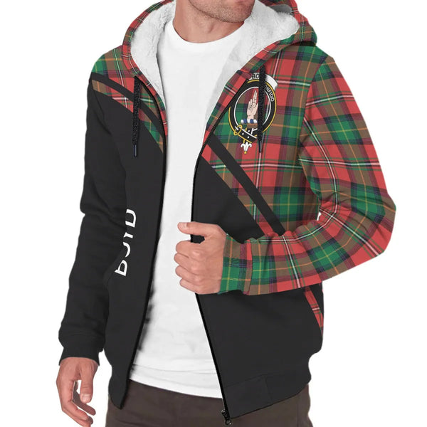 Scottish Boyd Clan Crest Tartan Curve Sherpa Hoodie