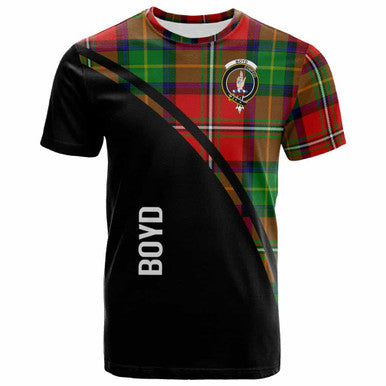 Scottish Boyd Clan Crest Tartan Curve T-Shirt Front Side Tartan Plaid