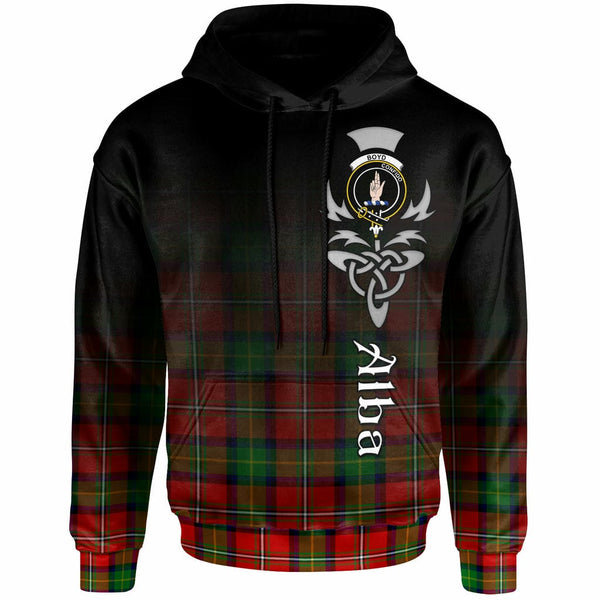Scottish Boyd Clan Crest Tartan Hoodie - Alba Gu Brath Family Crest Celtic Inspired Front Side Tartan Plaid