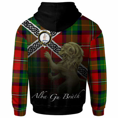 Scottish Boyd Clan Crest Tartan Hoodie - Scotland Lion Back Side Tartan Plaid