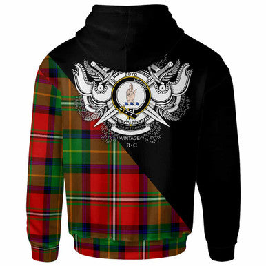 Scottish Boyd Clan Crest Tartan Hoodie - Military Logo Back Side Tartan Plaid