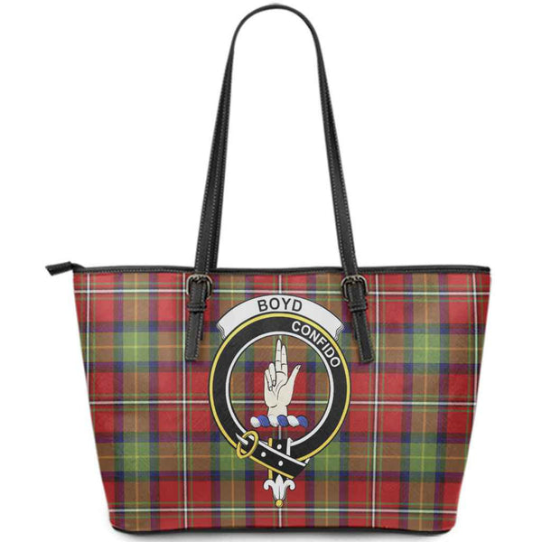 Scottish Boyd Clan Crest Tartan Leather Tote Tartan Plaid