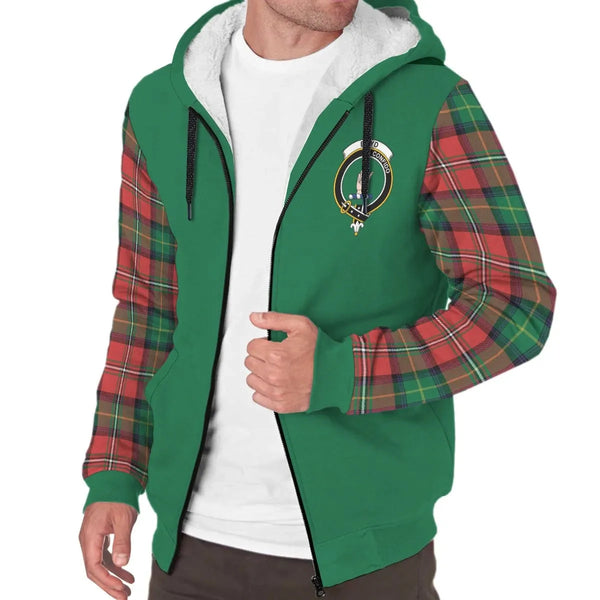 Scottish Boyd Clan Crest Tartan Plaid Sleeve Sherpa Hoodie