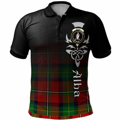 Scottish Boyd Clan Crest Tartan Polo Shirt - Alba Gu Brath Family Crest Celtic Inspired Front Side Tartan Plaid