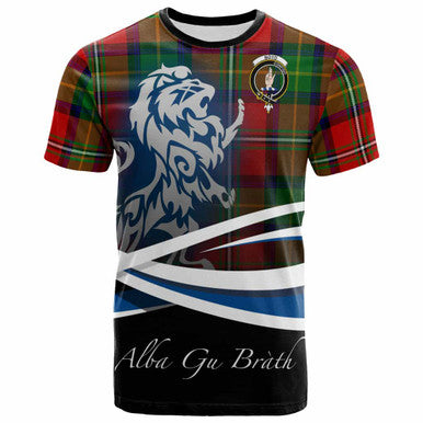 Scottish Boyd Clan Crest Tartan T-Shirt - Scotland Lion Front Side Tartan Plaid