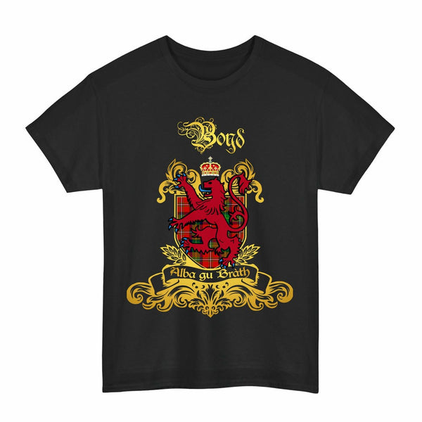 Scottish Boyd Clan Tartan Lion Rampant of Scotland T-Shirt Tartan Plaid Black Color