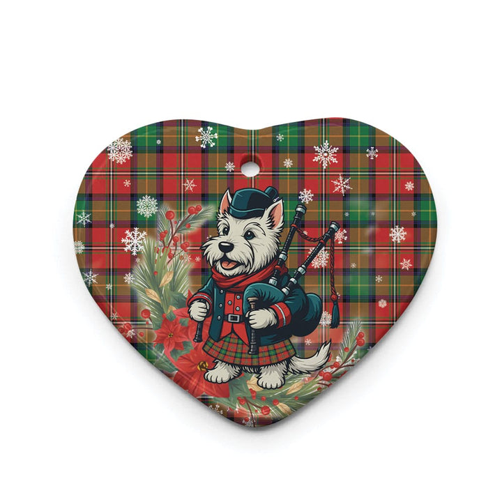 Scottish Boyd Modern Clan Tartan Ceramic Ornament Cute Scottish Terrier Dog Heart Style Tartan Plaid