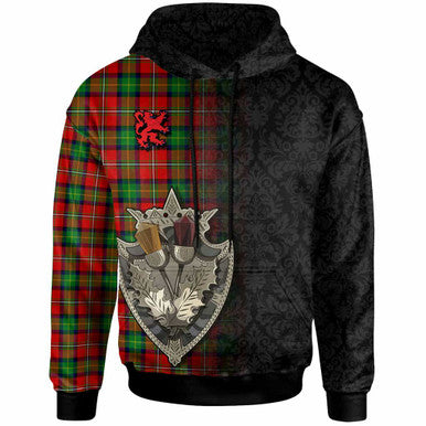 Scottish Boyd Modern Clan Tartan Hoodie - Half Thistle Flowers Celtic Design Front Side Tartan Plaid