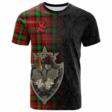 Scottish Boyd Modern Clan Tartan T-Shirt - Half Thistle Flowers Celtic Design Front Side Tartan Plaid
