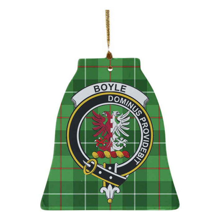 Scottish Boyle Clan Crest Tartan Ceramic Ornament Bell Shape Tartan Plaid
