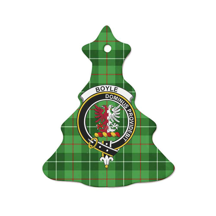 Scottish Boyle Clan Crest Tartan Ceramic Ornament Tree Shape Tartan Plaid