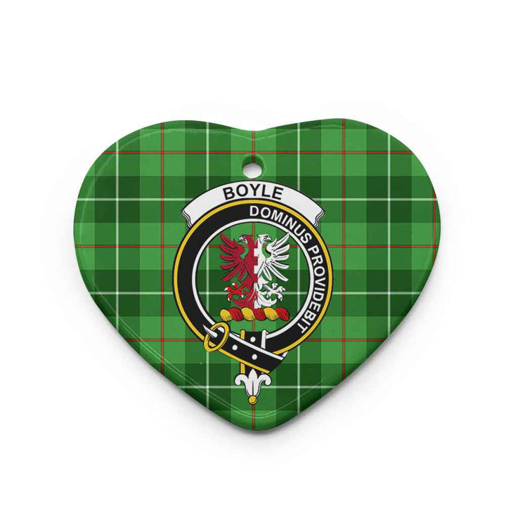 Scottish Boyle Clan Crest Tartan Ceramic Ornament Heart Shape Tartan Plaid