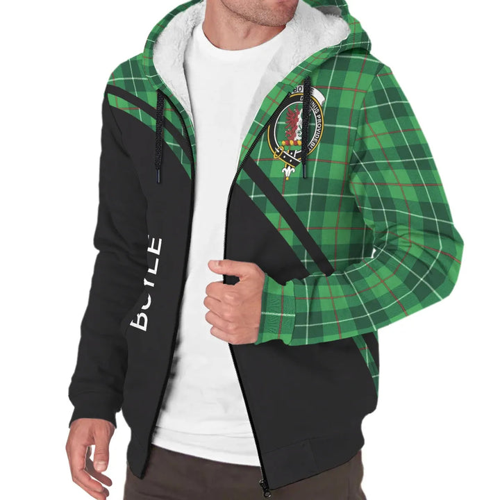 Scottish Boyle Clan Crest Tartan Curve Sherpa Hoodie