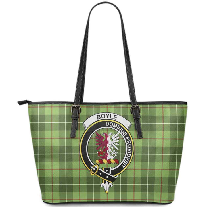 Scottish Boyle Clan Crest Tartan Leather Tote Tartan Plaid