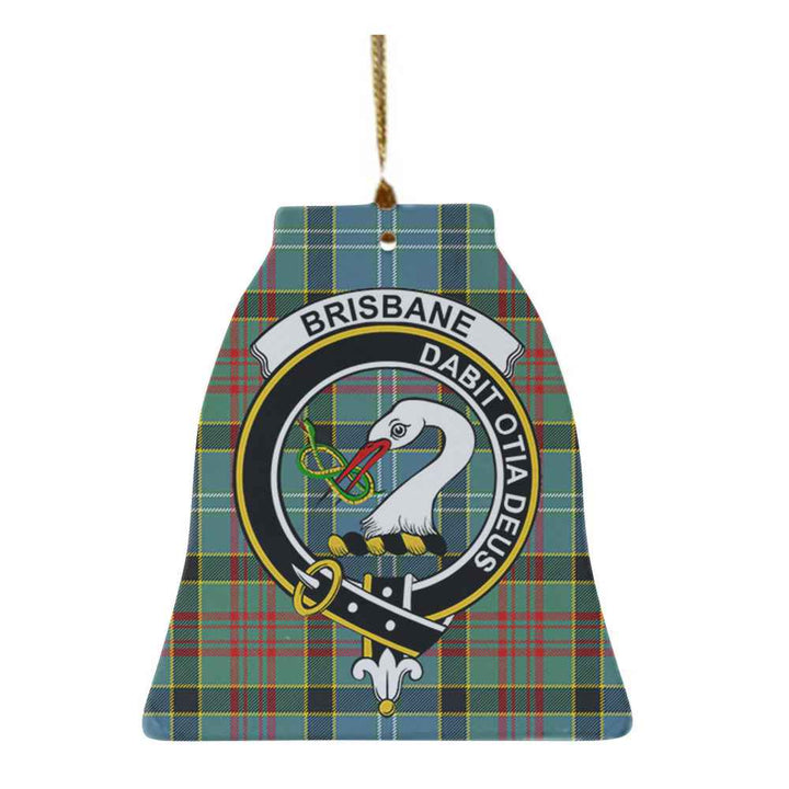 Scottish Brisbane Clan Crest Tartan Ceramic Ornament Bell Shape Tartan Plaid