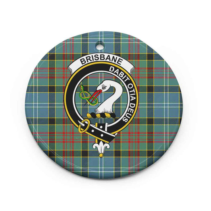 Scottish Brisbane Clan Crest Tartan Ceramic Ornament Circle Shape Tartan Plaid