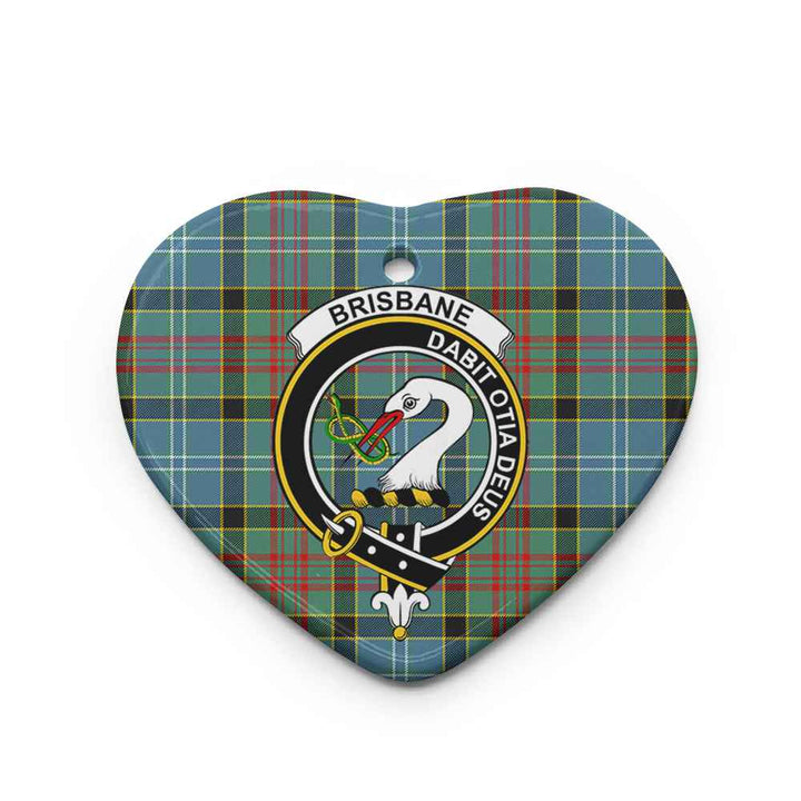 Scottish Brisbane Clan Crest Tartan Ceramic Ornament Heart Shape Tartan Plaid
