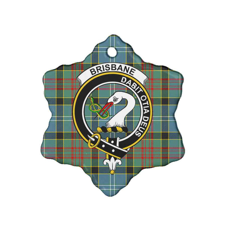 Scottish Brisbane Clan Crest Tartan Ceramic Ornament Snow Flake Shape Tartan Plaid