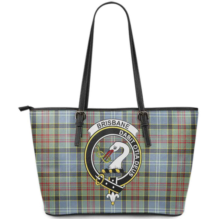 Scottish Brisbane Clan Crest Tartan Leather Tote Tartan Plaid