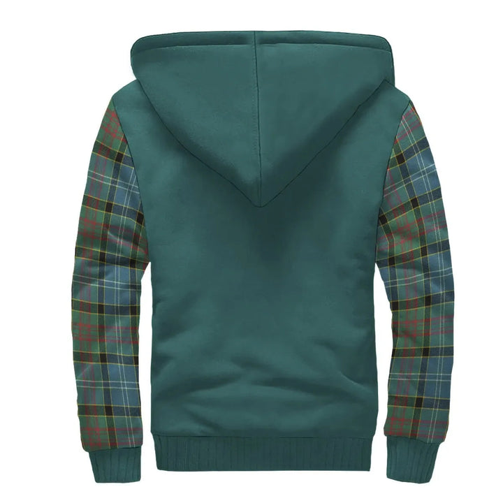 Scottish Brisbane Clan Crest Tartan Plaid Sleeve Sherpa Hoodie
