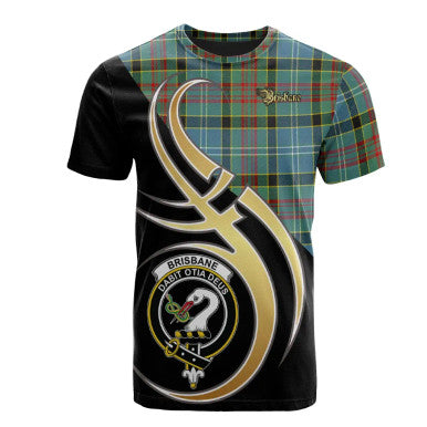 Scottish Brisbane modern Clan Crest Tartan T-Shirt Believe in Me Front Side Tartan Plaid