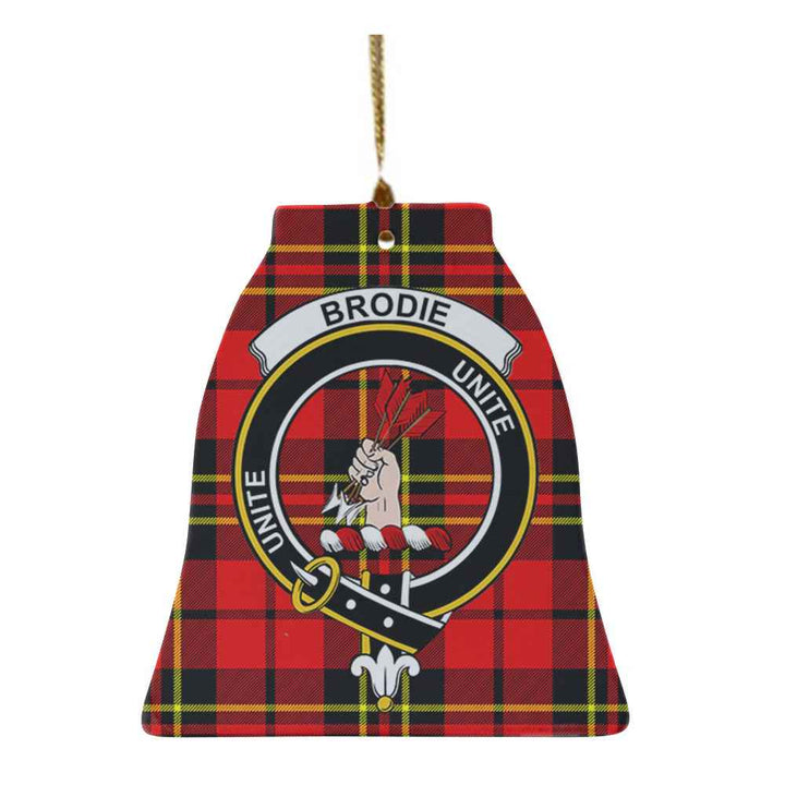 Scottish Brodie Clan Crest Tartan Ceramic Ornament Bell Shape Tartan Plaid