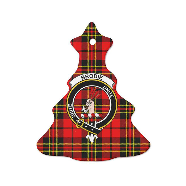 Scottish Brodie Clan Crest Tartan Ceramic Ornament Tree Shape Tartan Plaid