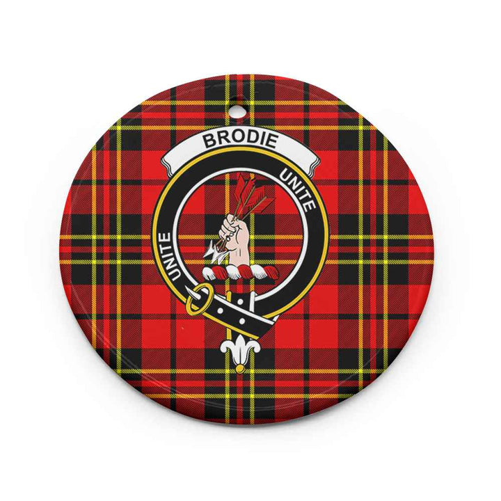 Scottish Brodie Clan Crest Tartan Ceramic Ornament Circle Shape Tartan Plaid