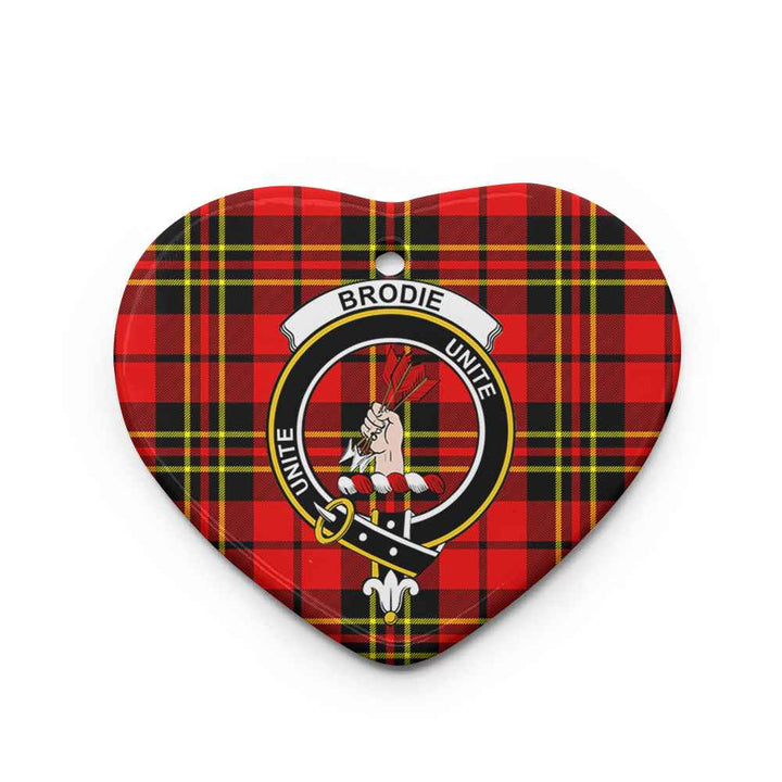Scottish Brodie Clan Crest Tartan Ceramic Ornament Heart Shape Tartan Plaid
