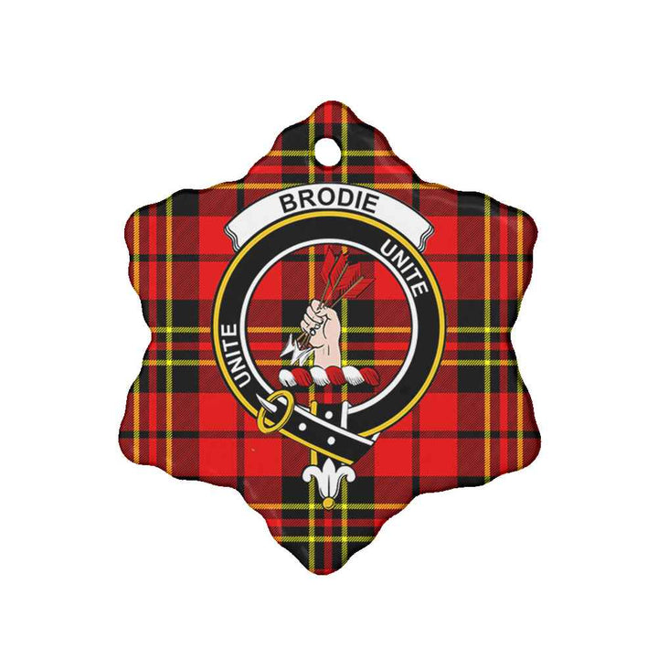 Scottish Brodie Clan Crest Tartan Ceramic Ornament Snow Flake Shape Tartan Plaid