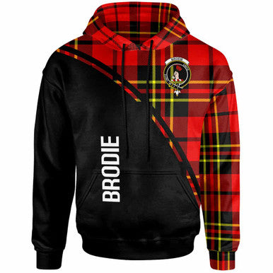 Scottish Brodie Clan Crest Tartan Curve Hoodie Front Side Tartan Plaid