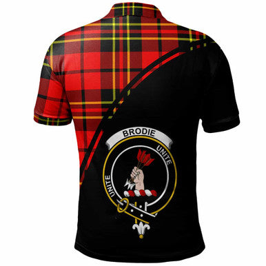Scottish Brodie Clan Crest Tartan Curve Polo Shirt Back Side Tartan Plaid