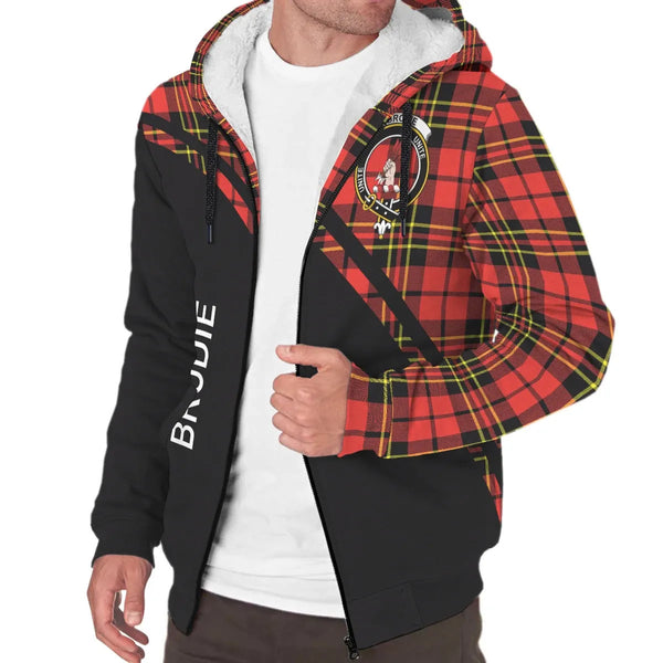 Scottish Brodie Clan Crest Tartan Curve Sherpa Hoodie
