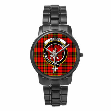 Scottish Brodie Clan Crest Tartan Folding Clasp Steel Quartz Watches Tartan Plaid Black 1