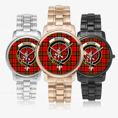 Scottish Brodie Clan Crest Tartan Folding Clasp Steel Quartz Watches Tartan Plaid All