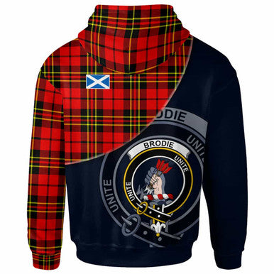 Scottish Brodie Clan Crest Tartan Hoodie - Bend Style Back Side Tartan Plaid