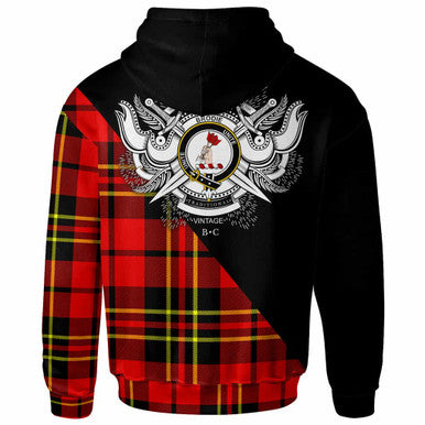Scottish Brodie Clan Crest Tartan Hoodie - Military Logo Back Side Tartan Plaid
