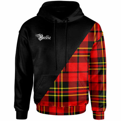 Scottish Brodie Clan Crest Tartan Hoodie - Military Logo Front Side Tartan Plaid